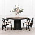 Black Mango Wood Pedestal Dining Table - Round - 6 Seater - 150cm