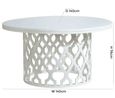 Boho 6 Seater White Carved Wooden Round Dining Table - 140cm