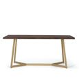 Caltan Dining Table - 8 Seater - 200cm - Walnut Mango Wood and Gold - Geometric