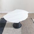 Carrara 4-6 Seater White Ceramic Round Swivel Motion Extending Dining Table with Black Pedestal Base - 135cm