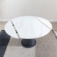 Carrara 4-6 Seater White Ceramic Round Swivel Motion Extending Dining Table with Black Pedestal Base - 135cm