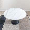 Carrara 4-6 Seater White Ceramic Round Swivel Motion Extending Dining Table with Black Pedestal Base - 135cm