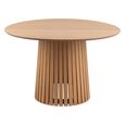 Christo Dining Table - 4 Seater - Round - Slatted Pedestal - 120cm - Oak