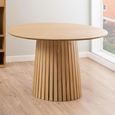 Christo Dining Table - 4 Seater - Round - Slatted Pedestal - 120cm - Oak