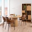 Christo Dining Table - 4 Seater - Round - Slatted Pedestal - 120cm - Oak