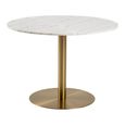 Corby Round Dining Table - 4 Seater - 105cm - White Marble Effect and Gold