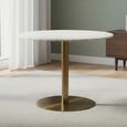 Corby Round Dining Table - 4 Seater - 105cm - White Marble Effect and Gold