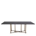 Delta Dining Table - 8 Seater - 220cm - Walnut Wood with Brushed Brass