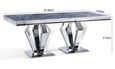 Dolce 8 Seater Grey Marble and Chrome Dining Table - Sizes Available