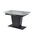 Dutton 4-6 Seater Grey Ceramic Extending Dining Table with Black Pedestal Base - 130cm-170cm