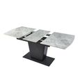 Dutton 4-6 Seater Grey Ceramic Extending Dining Table with Black Pedestal Base - 130cm-170cm