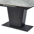 Dutton 4-6 Seater Grey Ceramic Extending Dining Table with Black Pedestal Base - 130cm-170cm