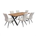 Eden Elm Wood 6 Seater Dining Table with Black Cross Legs - 180cm
