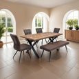 Eden Elm Wood 6 Seater Dining Table with Black Cross Legs - 180cm