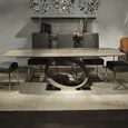 Eye Dining Table - 8 Seater - 220cm - Curved Edge - Marble with Chrome Pedestal Base - Variation Available