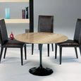 Flute Dining Table - Round - Marble with Metal Pedestal Base - Variation Available