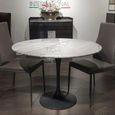 Flute Dining Table - Round - Marble with Metal Pedestal Base - Variation Available