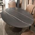 Flute Dining Table - Round - Marble with Metal Pedestal Base - Variation Available