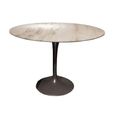 Flute Dining Table - Round - Marble with Metal Pedestal Base - Variation Available