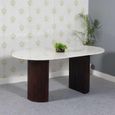Fluted White Marble 6 Seater Double Pedestal Dining Table