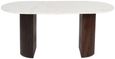 Fluted White Marble 6 Seater Double Pedestal Dining Table