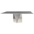 Freedom Dining Table - Beveled Edge - Marble with Stainless Steel Pedestal Base - Variation Available