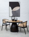 Gabo Dining Table - 4 Seater - 120cm - Round Pedestal - Dark Ebony Bamboo