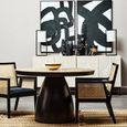 Gabo Dining Table - 4 Seater - 120cm - Round - Parquet Wood with Black Base