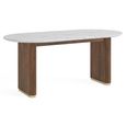 Harvard Oval Fluted Dining Table - 6 Seater - 180cm - White Marble Top