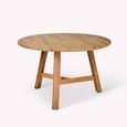 Hawthorne Outdoor Round Dining Table Natural Teak Wood