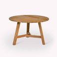 Hawthorne Outdoor Round Slatted Dining Table Natural Teak Wood