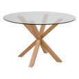 Heaven Round Dining Table - 4 Seater - 119cm - Glass - with Oak Star Legs