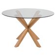 Heaven Round Dining Table - 4 Seater - 119cm - Glass - with Oak Star Legs