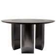 Imperia Dining Table - 4 Seater - 130cm - Round - Black Ceramic and Wood with Lazy Susan