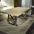 Impero Dining Table - Marble with Stainless Steel Pedestal Base - Variation Available