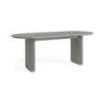 Isabella Grey Oval Fluted Dining Table - 8 Seater - 200cm - White Marble Top