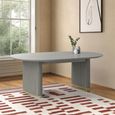 Isabella Grey Oval Fluted Dining Table - 8 Seater - 200cm - White Marble Top