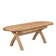 Janelle Dining Table - 6-10 Seater - 176cm-256cm - Extending - Oval - with Cross Legs - Rustic Oak