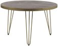 Kaza Dark Mango Wood 4 Seater Round Dining Table - Hairpin Legs with Gold Geometric Inlay