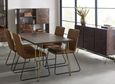 Kaza Dark Mango Wood 6 Seater Dining Table - Hairpin Legs with Gold Geometric Inlay