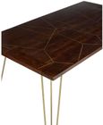 Kaza Dark Mango Wood 6 Seater Dining Table - Hairpin Legs with Gold Geometric Inlay