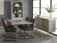 Kaza Light Mango Wood 6 Seater Dining Table - Hairpin Legs with Gold Geometric Inlay