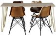 Kaza Light Mango Wood 6 Seater Dining Table - Hairpin Legs with Gold Geometric Inlay