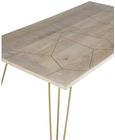 Kaza Light Mango Wood 6 Seater Dining Table - Hairpin Legs with Gold Geometric Inlay