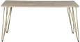 Kaza Light Mango Wood 6 Seater Dining Table - Hairpin Legs with Gold Geometric Inlay