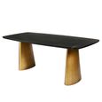 Caldera Dining Table - Black Marble - 8 Seater - Double Pedestal - 200cm