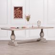 Linda Grey Washed Mango Wood Double Pedestal Dining Table - 12 Seater - 260cm