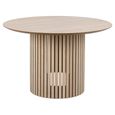 Linley Dining Table - 4 Seater - Round - 120cm - Slatted Pedestal Base - White Oak