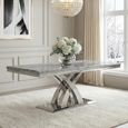 Lisbon 6 Seater Grey Marble and Chrome Dining Table - Sizes Available