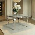 Louis 4 Seater Grey Marble and Chrome Round Dining Table - 120cm